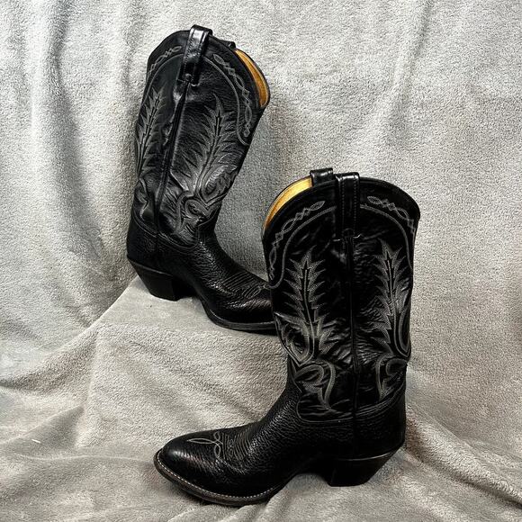 Vintage Tony Lama Mens 7.5ee Stallion Boot Style Leather Embroidered Made in USA main image 15